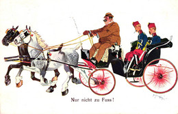 Soldaten, Pferde, Kutsche "Nur Nicht Zu Fuss", Sign. Schönpflug - Schoenpflug, Fritz