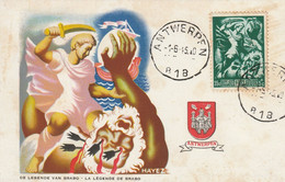 Carte Maximum -  La Légende De  Brabo - Antwerpen - 1934-1951
