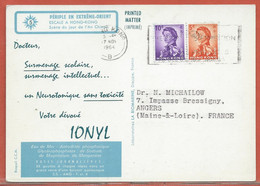 HONG KONG CARTE PHARMACEUTIQUE DE 1964 POUR ANGERS FRANCE - Briefe U. Dokumente