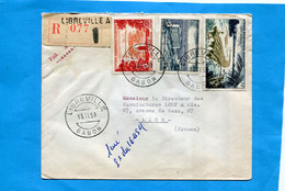 Marcophilie--Congo-Lettre- REC -GABON -France-cad-Libreville 1959-3 -stamp AE F - Brieven En Documenten