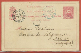 CONGO BELGE ENTIER POSTAL DE 1899 DE LEOPOLDVILLE POUR NAMUR - Ganzsachen