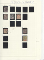 TIMBRES DE DIEGO-SUAREZ NEUF/*/OBLITEREES 1892 NUMEROS ET COTE VOIR SUR LA FEUILLE  COTE DU TIMBRE 260.40 € - Neufs