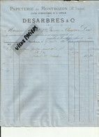70 - Haute Saone - Montbozon - Facture 19e - Desarbres & Cie - Papeterie - 1877  - Réf.46. - 1800 – 1899