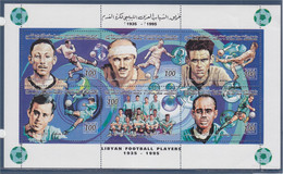 Bloc 6 Timbres Dentelés Neuf Libye Football 5 Joueurs Mythiques Et équipe - Other & Unclassified