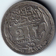 EGYPT , 2 PIASTRES 1917 , UNCLEANED SILVER COIN  , KM 317 - Egypt