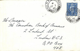 Europe 1942 FPO 312 Canada 3rd Inf Bde Forces Military Cover - Lettres & Documents