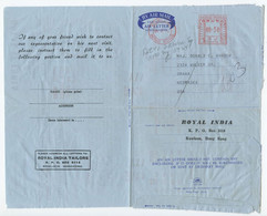 Hong Kong 1970 Meter Aerogramme Kowloon- Royal India Tailors To Omaha NE - Lettres & Documents