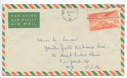 Ireland 1965 Airmail Cover Dublin To NYC Youth Of All Nations, Scott C6 Angel - Covers & Documents