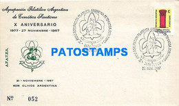 145464 ARGENTINA BS AS OLIVOS COVER CANCEL YEAR 1987 SCOUTS NO POSTAL POSTCARD - Covers & Documents