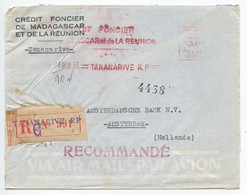 Madagascar 1953 Registered Airmail Cover Tananarive To Netherlands, Satas Meter - Autres & Non Classés