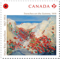 2020 Canada Mary Riter Painting Poppies Trenches On The Somme Single Stamp From Booklet MNH - Francobolli (singoli)