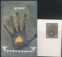 GREETING POST ENVELOPE WITH CARD FROM INDIA /HAPPY DIWALI(FESTIVAL OF LIGHT)/ PALM AND LAMP - Buste