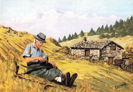 Illustrateur Combaz Illustration Affutage De La Faux CPM Agriculture Paysan Savoie - Combaz
