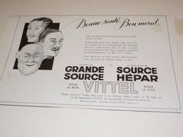 ANCIENNE PUBLICITE BONNE SANTE BON MORAL  AVEC VITTEL 1937 - Poster & Plakate