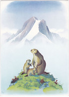 Marmottes N°1105 D'après Affiche Du Parc National De La Vanoise Samivel Illustrateur ? Postée D'Evian En 1988 - Samivel