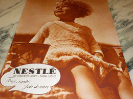ANCIENNE PUBLICITE FORCE SANTE  NESTLE 1937 - Chocolat