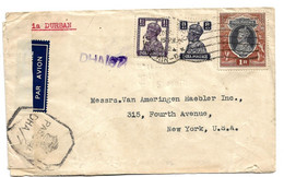 IB096 / INDIEN - Calcutta Nach N.Y. Via Durban (S.A.) 1942 - 1936-47 Roi Georges VI