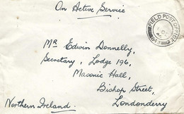 UK 1946 FPO 843 Gottingen Germany Deutschland BAOR Forces Military Unfranked Cover To Masonic Lodge Londonderry - Irlanda Del Norte