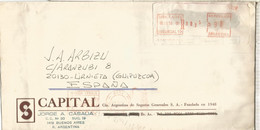 ARGENTINA CC A ESPAÑA CERTFICADA DOS FRANQUEOS MECANICOS DIFERENTES - Covers & Documents