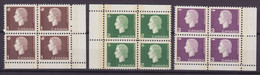 Canada 1963 Mi. 348-51 A Yl 1c. -3c. QEII. Phosphor Streifen 4-Blocks W. Corner Margins, MNH** - Blocs-feuillets