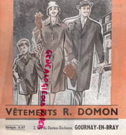 76- GOURNAY EN BRAY - DEPLIANT VETEMENTS R. DOMON-2 RUE DOCTEUR DUCHESNE-COSTUME-CANADIENNE-PARDESSUS-GABARDINE- - Advertising