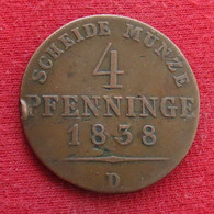 Germany Prussia 4 Pfenninge 1838 D  Alemania Allemagne Preussen - Otros & Sin Clasificación