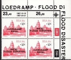 South Africa - 1987 Natal Flood Relief Fund (1st Issue) Control Block (**) # SG 624a - Hojas Bloque