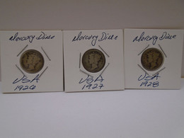 U.S.A. Mercury Dime 1926, 1927, 1928, VF, Circulate, How You Can See. Thank For You Visit. - Andere & Zonder Classificatie