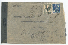 Algeria 1945 Airmail Cover Alger To NYC & Old Lyme CT, Scott 157 & 186, Censor - Storia Postale