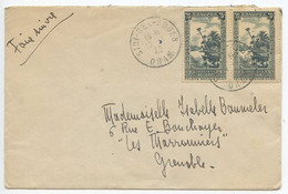 Algeria 1942 Cover Sisi-Bel-Abbes, Oran To Grenoble France, Scott 94 Pair - Lettres & Documents