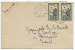 Algeria 1942 Cover Sisi-Bel-Abbes, Oran To Grenoble France, Scott 94 Pair - Storia Postale