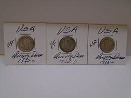 U.S.A., Coins, Mercury Dime, 1942-S,1942-D,1943-D. VF, Circulate. How You Can See. Thank For You Visit. - Sonstige & Ohne Zuordnung