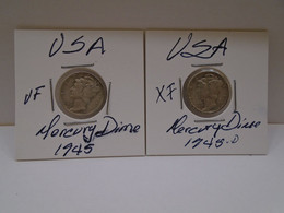 U.S.A., Coins, Mercury Dime, 1945,1945-D, VF, Circulate. How You Can See. Thank For You Visit. - Autres & Non Classés