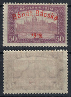 1919 Hungary SHS Romania Yugoslavia Serbia Vojvodina Occupation BÁNAT BÁCSKA Parliament Overprint 50f - MNH - Banat-Bacska