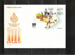 Spain / Spanien 1987 EXFILNA Stamp Exhibition Olympic Games Barcelona Torch Running FDC - Summer 1992: Barcelona