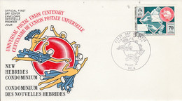 NOUVELLES HEBRIDES FDC 1974 CENTENAIRE DE L'U P U - FDC