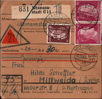 ! 1943 Litzmannstadt Nach Mittweida, Nachnahme Paketkarte, Deutsches Reich, 3. Reich - Lettres & Documents