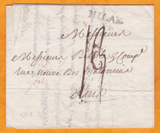 1803 - Marque Postale MILAN (Italie, Poste Française) Sur Lettre Pliée En Français Vers Paris, France - Taxe 13 - 1792-1815: Dipartimenti Conquistati