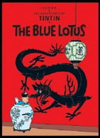 Carte Postale / Postkaart Anglais - Kuifje/Tintin - Milou/Bobbie - Haddock - Tournesol - Le Lotus Bleu / The Blue Lotus - Philabédés (comics)
