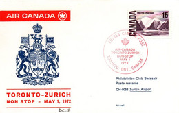 Toronto Zurich 1972 - Air Canada - Erstflug 1er Vol Inaugural Flight - DC 8 - First Flight Covers