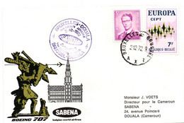 Bruxelles Douala 1972 - SABENA - Erstflug 1er Vol Inaugural Flight - Boeing 707 - Cameroun - Brieven En Documenten