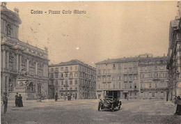 011378 "TORINO - P.ZZA CARLO ALBERTO" ANIMATA, AUTO '20. PROVA DI STAMPA '70. CART NON SPED - Lugares Y Plazas