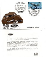 50 Ans SABENA - FDC Bruxelles 1973 Avec Folio - Covers & Documents