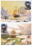 2813-2814 Bl293 Mih 2591-2592 Russia Maximum Cards 00 Discovery Of Antarctica Penguins Ships Joint Issue Russia-Estonia - Explorers