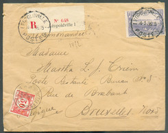 4Fr. Violet Obl. Sc LEOPOLDVILLE POSTES 14-1-1936 Sur Lettre Recommandée (expéditeur Poste Restante à Kinshasa) VersPost - Storia Postale