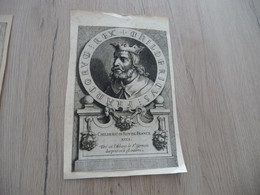 Estampe Gravure Original Collée Sur Papier XVIII ème Royauté 13 X 21 Childéric II  Roi De France - Estampes & Gravures