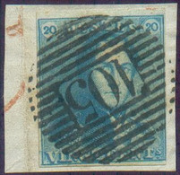 N°2 - Epaulette 20 Centimes Bleue, TB Margée, Obl. P.105 Saint-NICOLAS nette, Sur Petit Fragment. - TB - 16367 - 1849 Hombreras