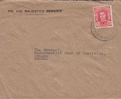 Australia ON HIS MAJESTY's SERVICE Naval Base GARDEN ISLAND 1943 Cover Brief Commonwealth Bank Of Australia SYDNEY - Dienstzegels