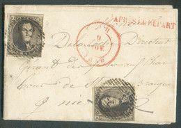 N°3(2) - Médaillons 10 Centimes Bruns, 2 Exemplaires Dt 1 TB Margé, Obl. P.7 S/Lettre Datée Du Hameau D'ARBRES via Dc De - 1849-1850 Medallones (3/5)