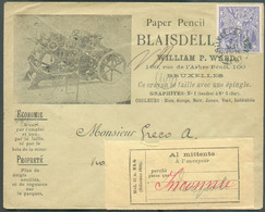 N°71 Obl. Sc BRUXELLES-EST Sur Enveloppe Illustrée (paper) Du 7/5/1897 Vers L'Italie - Vignette 'Al Mittente Inconnu' + - 1894-1896 Ausstellungen